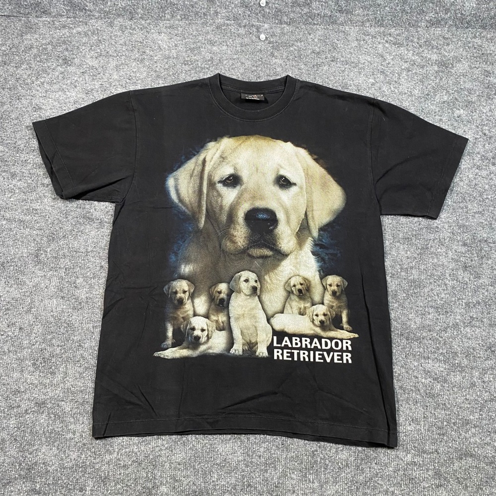 Rock Chang Labrador Retriever Dog Graphic T-Shirt Mens Large Black Double Sided